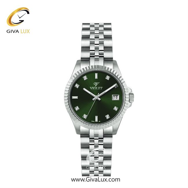 ساعت مچی اورجینال زنانه ویولت VIOLET نقره ای | نقره ای| سبز یشمی تیره| کد رفرنس 0559 | 0574